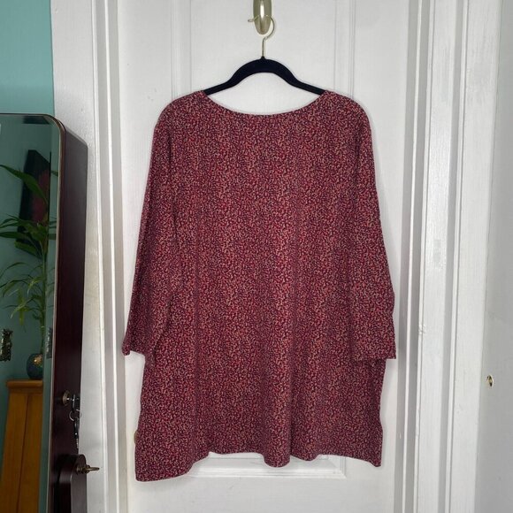 Catherines Pink & Purple Asymmetrical Print, 3/4 Sleeve Top, Size 2X #283 - Picture 2 of 10